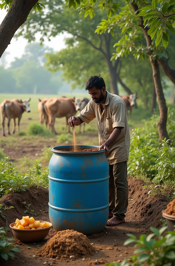 Jeevamrut Drum with Ingredients